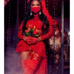 Forplay Beetle Bride Sexy Red Lydia Deetz Beetlejuice 6 Piece Costume Set Costumes