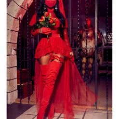 Forplay Beetle Bride Sexy Red Lydia Deetz Beetlejuice 6 Piece Costume Set Costumes