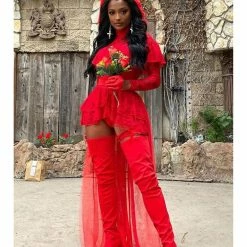 Forplay Beetle Bride Sexy Red Lydia Deetz Beetlejuice 6 Piece Costume Set Costumes