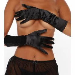 Leg Avenue Classic Lady Black Satin Mid Length Gloves