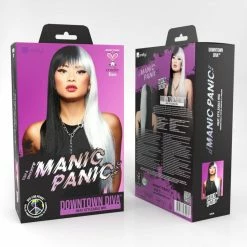 SMIFFYS Manic Panic Long Straight Black & White Split Dye Style Wig Wigs 9 SMIFFYS Manic Panic Long Straight Black & White Split Dye Style Wig Wigs