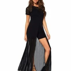 Leg Avenue Costumes DIY Halloween Costume Sheer Mesh High Slit Long Dress