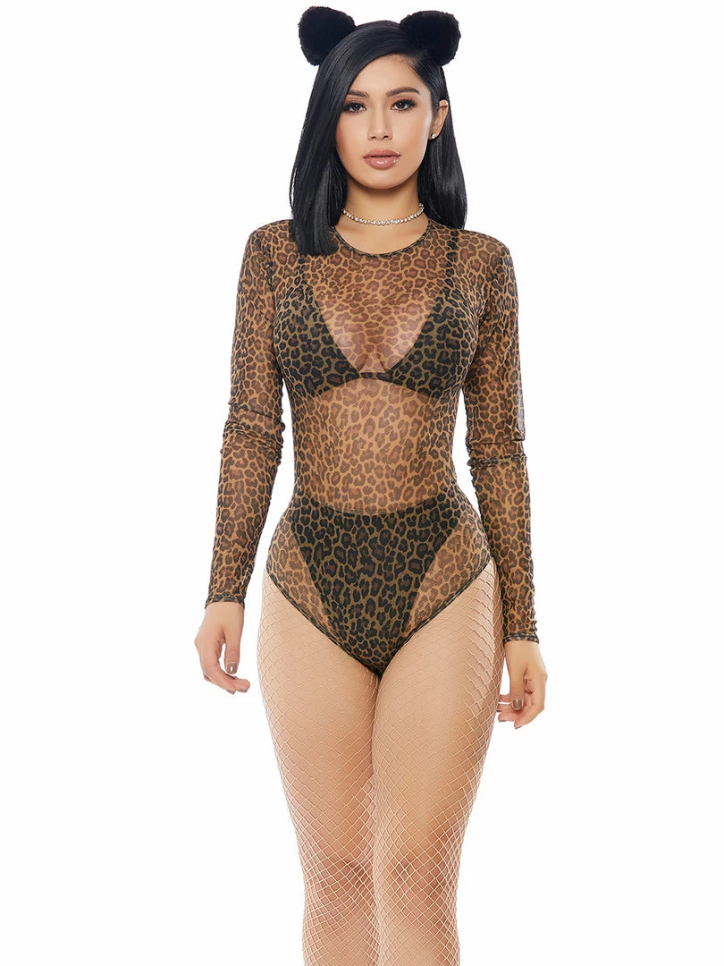 Forplay Womens Sexy Leopard Print Micronet Bodysuit Costume Costumes 1 Forplay Womens Sexy Leopard Print Micronet Bodysuit Costume Costumes
