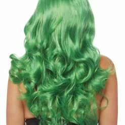 Leg Avenue Vivid Green Long Wavy Wig With Bangs