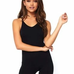 Leg Avenue Black Cross Strap Unitard