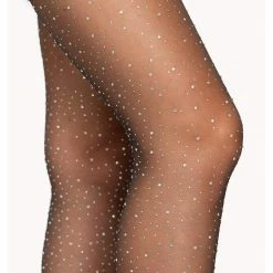 Leg Avenue Hosiery Starry Nights Sheer Rhinestone Pantyhose Tights In Black