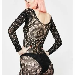 Leg Avenue Cruel Intentions Long Sleeved Crochet Bodycon Lingerie Dress