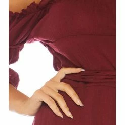 Leg Avenue Gauze Pirate Wench Peasant Dress Burgundy Red