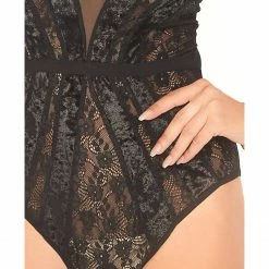 Leg Avenue Lingerie So In Love Black Velvet & Lace Bodysuit
