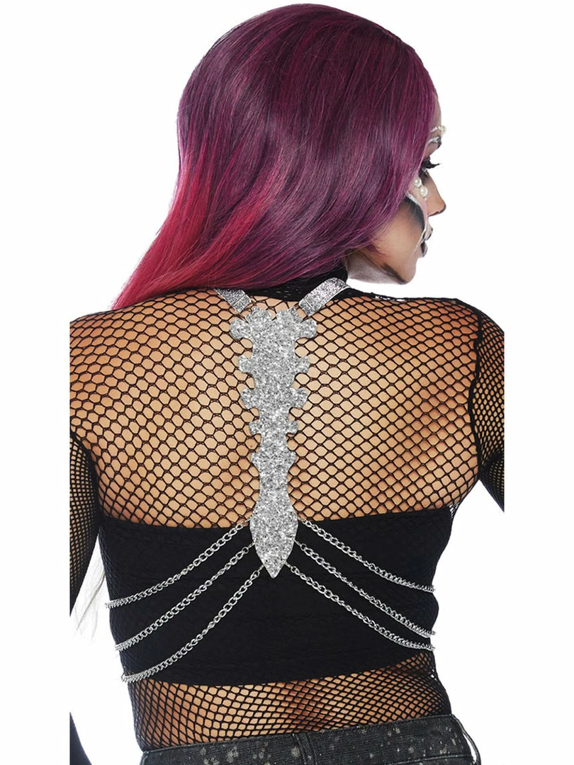 Leg Avenue Costumes Glitter Skeleton Bone Body Harness With Chains 2 Leg Avenue Costumes Glitter Skeleton Bone Body Harness With Chains