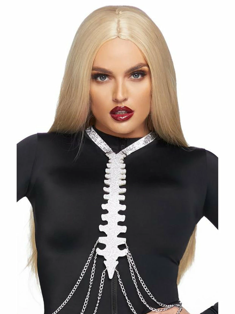 Leg Avenue Costumes Glitter Skeleton Bone Body Harness With Chains 3 Leg Avenue Costumes Glitter Skeleton Bone Body Harness With Chains