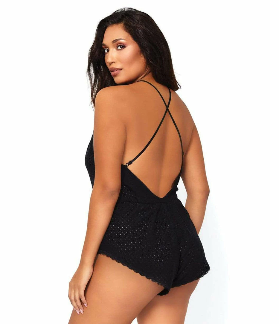 Leg Avenue Dreaming In Slumber Plus Size Lace Up Eyelet Romper 3 Leg Avenue Dreaming In Slumber Plus Size Lace Up Eyelet Romper