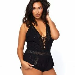 Leg Avenue Dreaming In Slumber Plus Size Lace Up Eyelet Romper