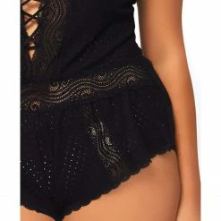 Leg Avenue Dreaming In Slumber Plus Size Lace Up Eyelet Romper 8 Leg Avenue Dreaming In Slumber Plus Size Lace Up Eyelet Romper
