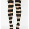 Leg Avenue Womens Costumes Glam Womens Black & Nude Striped Pantyhose