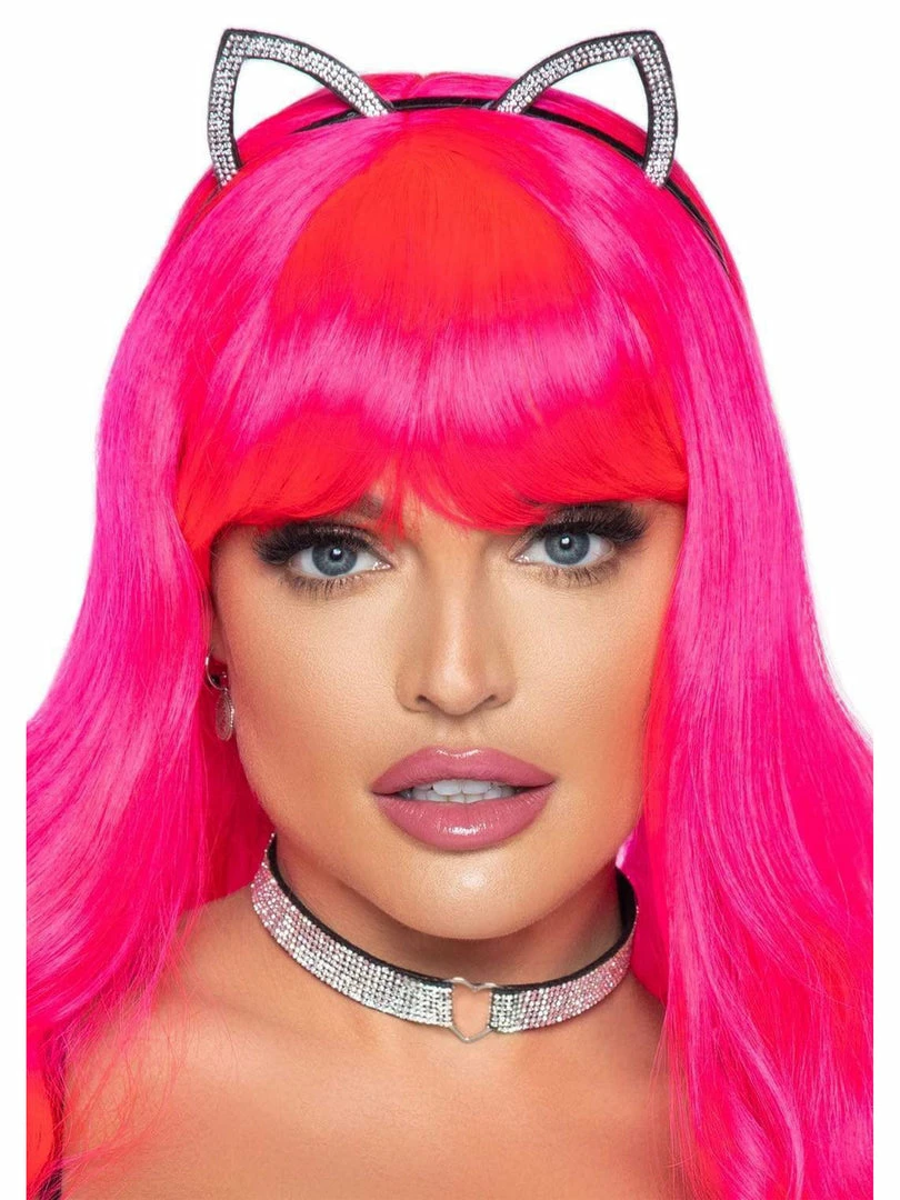 Leg Avenue Bling Kitty Rhinestone Cat Ear & Choker Costume Accessory Set 1 Leg Avenue Bling Kitty Rhinestone Cat Ear & Choker Costume Accessory Set