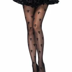 Leg Avenue Halloween Gothic Sheer Cross Pattern Pantyhose