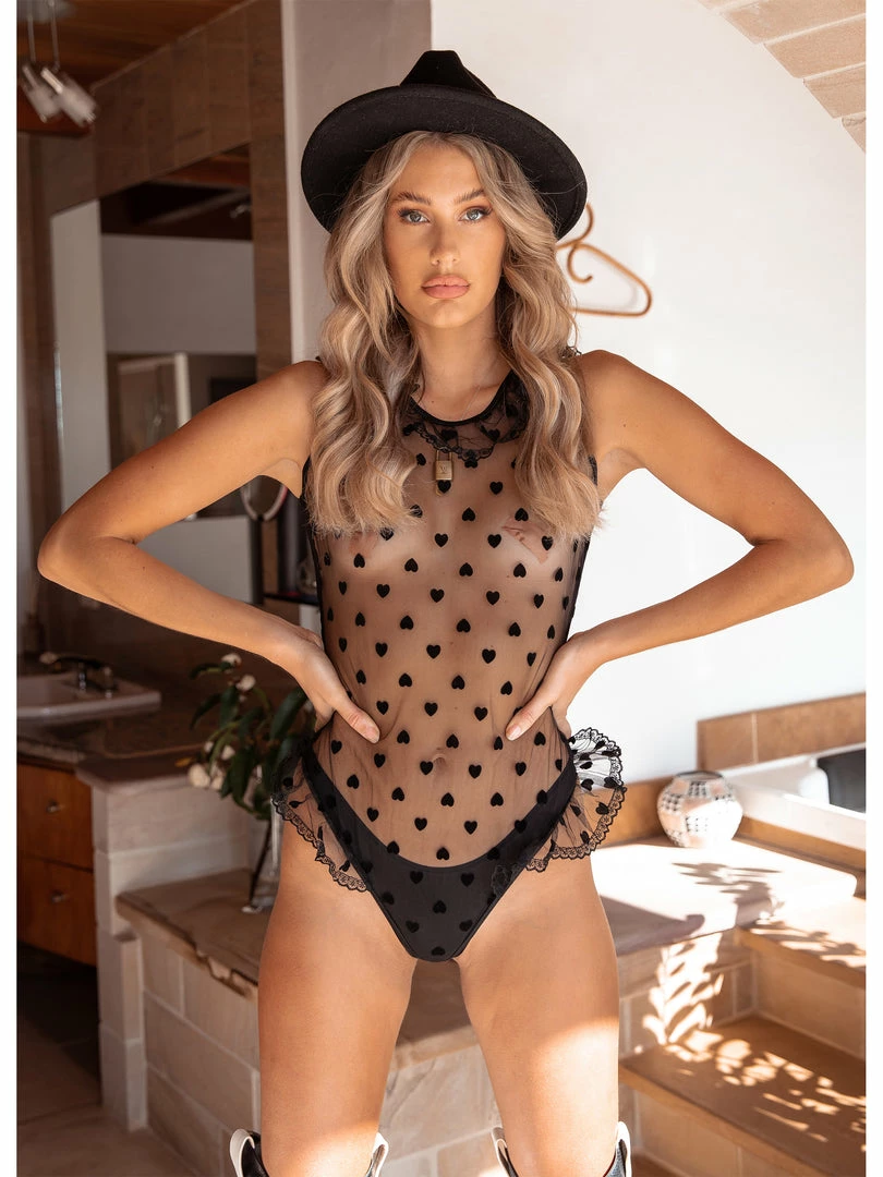 Leg Avenue Lingerie Baby Wants My Heart Ultra Sheer Ruffled Heart Teddy Bodysuit 2 Leg Avenue Lingerie Baby Wants My Heart Ultra Sheer Ruffled Heart Teddy Bodysuit