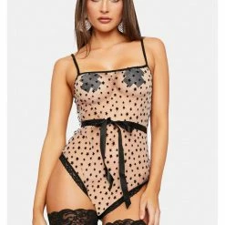 Leg Avenue Starry Eyed Sheer Flocked Star Print Bodysuit