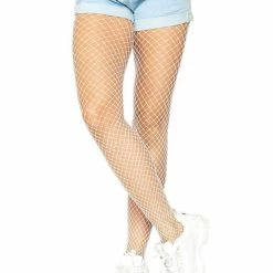 Leg Avenue Classic Spandex Net Industrial Tights In White Hosiery