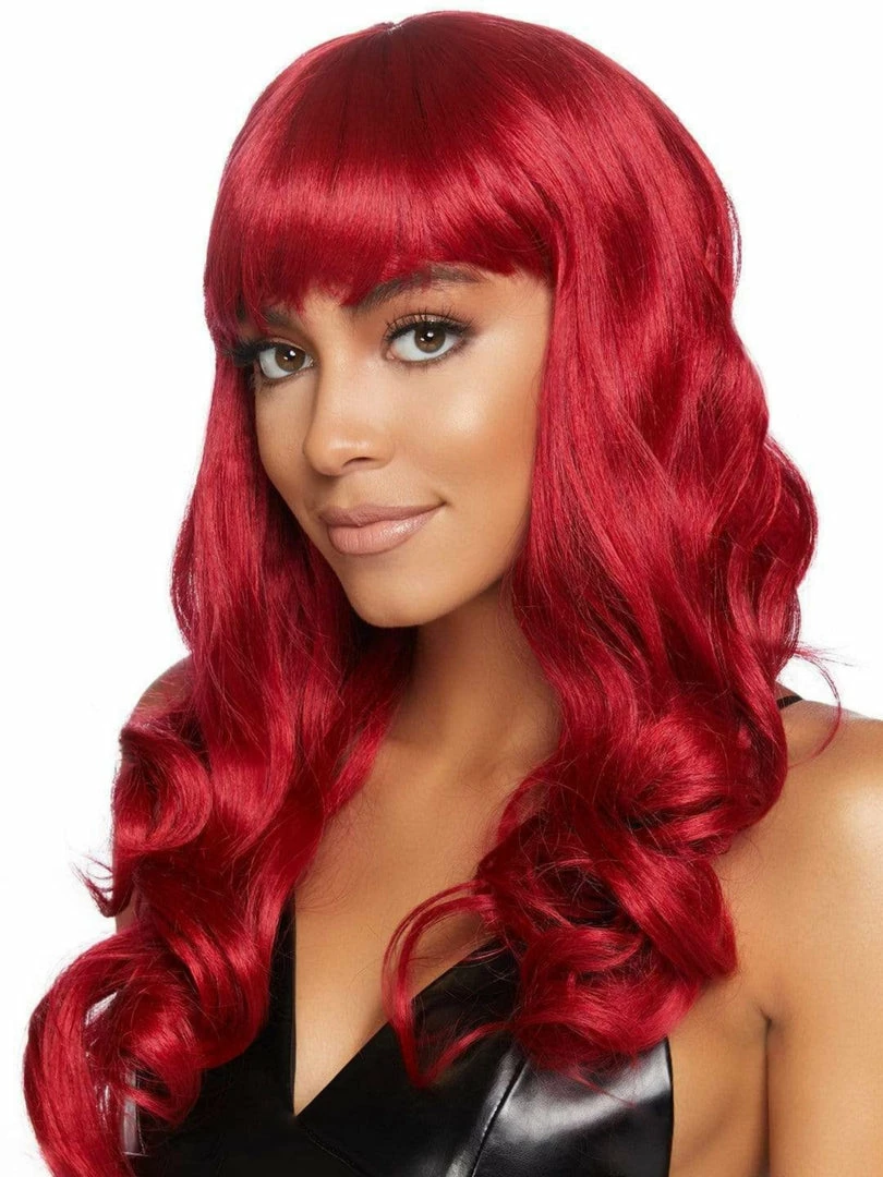 Leg Avenue Red Long Wavy Costume Wig With Bangs Costume Accessories 1 Leg Avenue Red Long Wavy Costume Wig With Bangs Costume Accessories