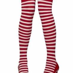 Fever Christmas Sexy Santa Red And White Striped Opaque Thigh Highs