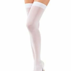 Leg Avenue White Thigh High Opaque Stockings Hosiery