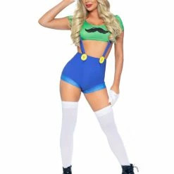 Leg Avenue Costumes Sexy Mario Brothers Gamer Sidekick Luigi Costume