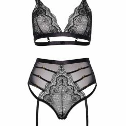 Leg Avenue Yours Tonight 2pc Sweetheart Scalloped Lace Bralette & Panty Set Lingerie