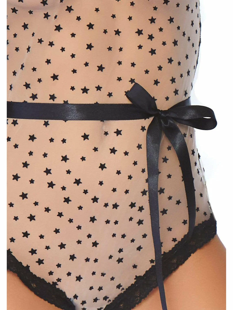 Leg Avenue Starry Eyed Sheer Flocked Star Print Bodysuit 4 Leg Avenue Starry Eyed Sheer Flocked Star Print Bodysuit