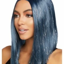 Leg Avenue Midnight Blue Tinsel Long Bob Fashion Wig Costume Accessories